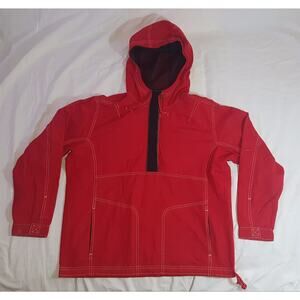 NIKE Womens Red 1/2 button Pullover Hoodie Cotton/Polyester Size M(8-10)